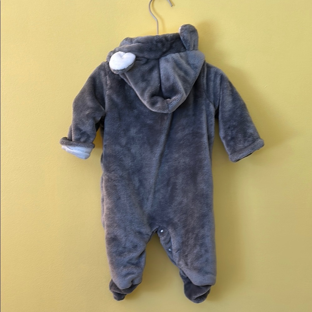 Gray Fleece Footies with Hood and Ears - Picture 2 of 3
